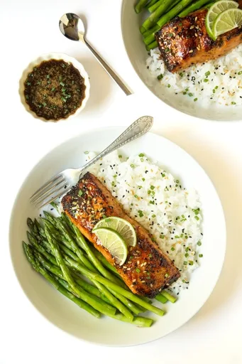 Salmón glaseado al bourbon y miel