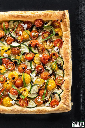 Zucchini Tomato Tart with Balsamic Glaze