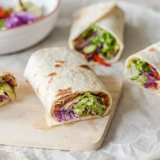 Wraps de tortilla con verduras fáciles a la parrilla