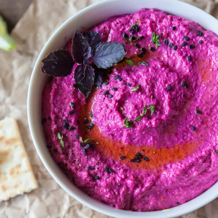 Hot Pink Beetroot Hummus {Vegan}