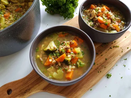 Barley Soup With Ground Beef And Vegetables