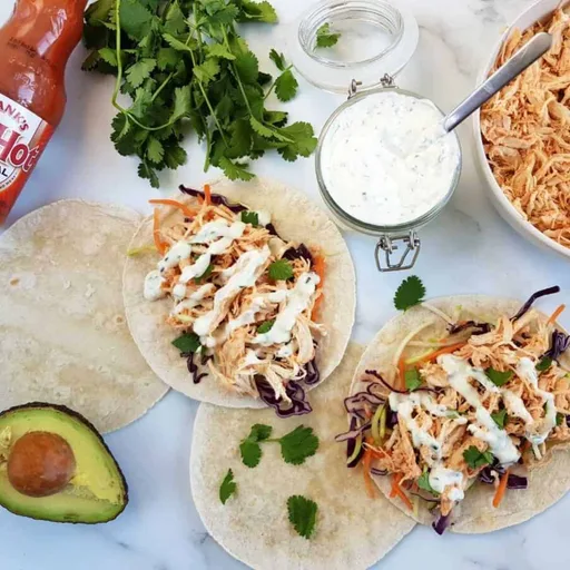 Healthy slow cooker buffalo chicken tacos