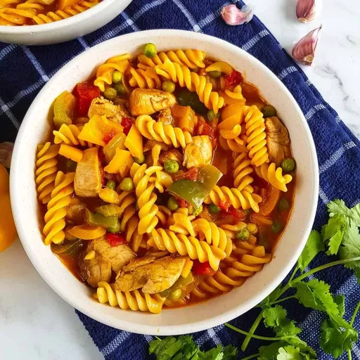 Pasta al curry con pollo