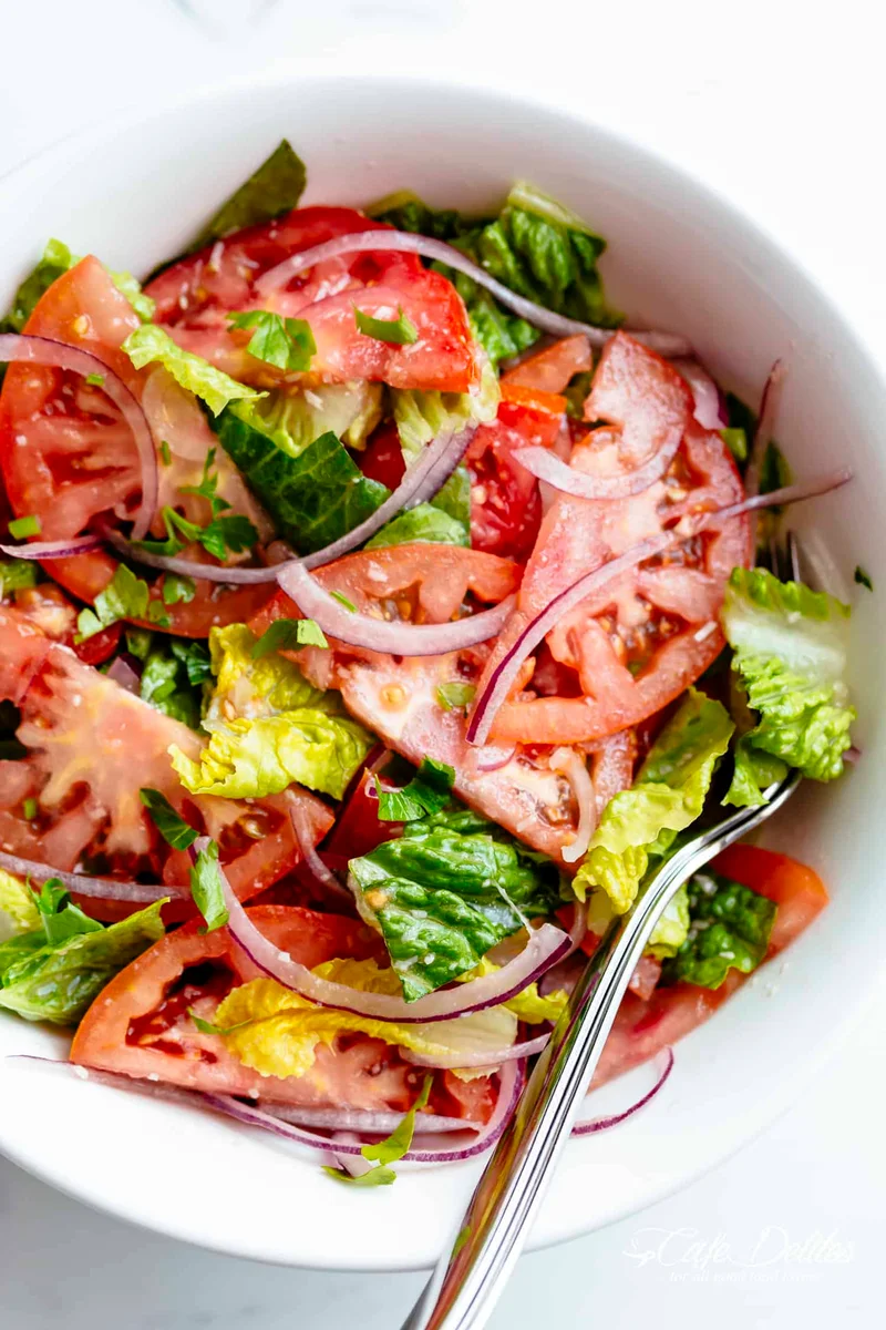 Tomato Salad with Lemon Parmesan Vinaigrette