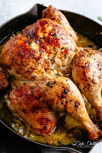 Pollo asado al limón y ajo