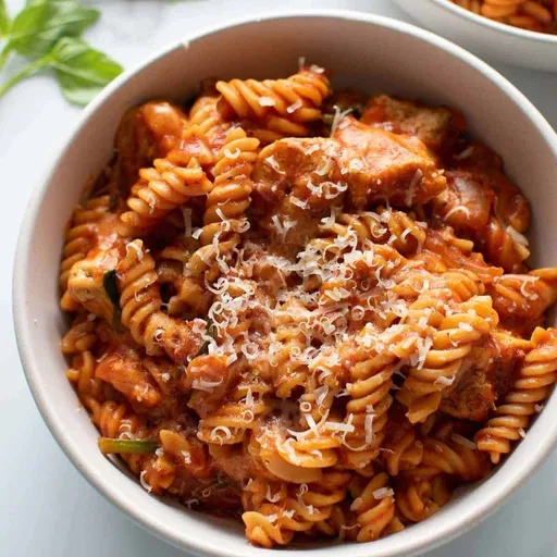 Pasta con pollo en olla rápida