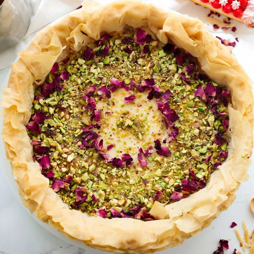 Baked Pistachio Baklava Cheesecake