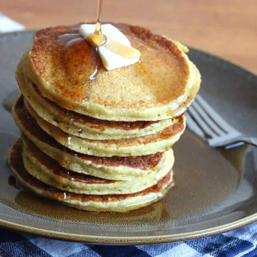 Peach Buttermilk Cornmeal Pancakes