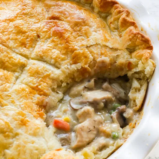 Pastel fácil y cremoso de pollo y champiñones