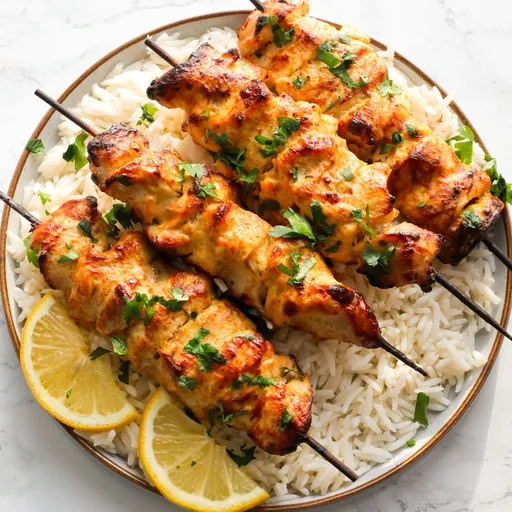 Brocheta de pollo al horno