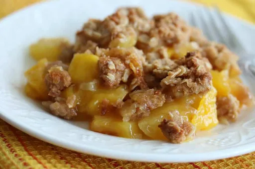 Pineapple Mango Crumble with Candied Ginger