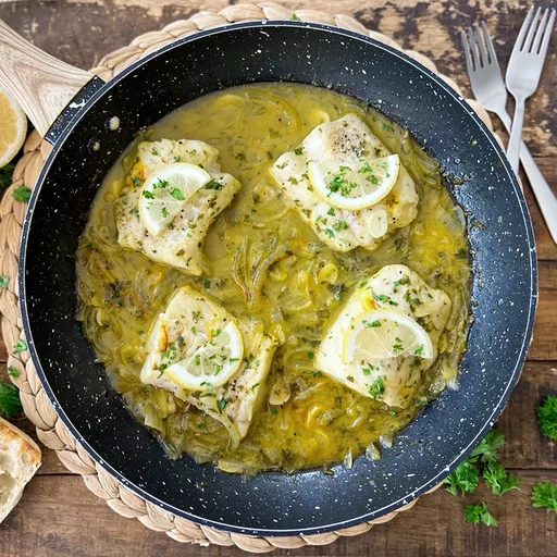 Bacalao al azafrán con limón y perejil
