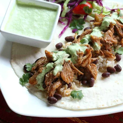 Pulled Pork Burritos with Creamy Tomatillo Sauce