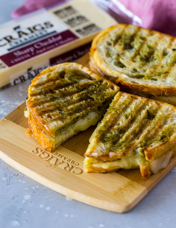 Cheddar Pesto Panini Melts