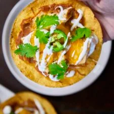 Easy Sheet Pan Cheese Chicken & Bean Tostadas
