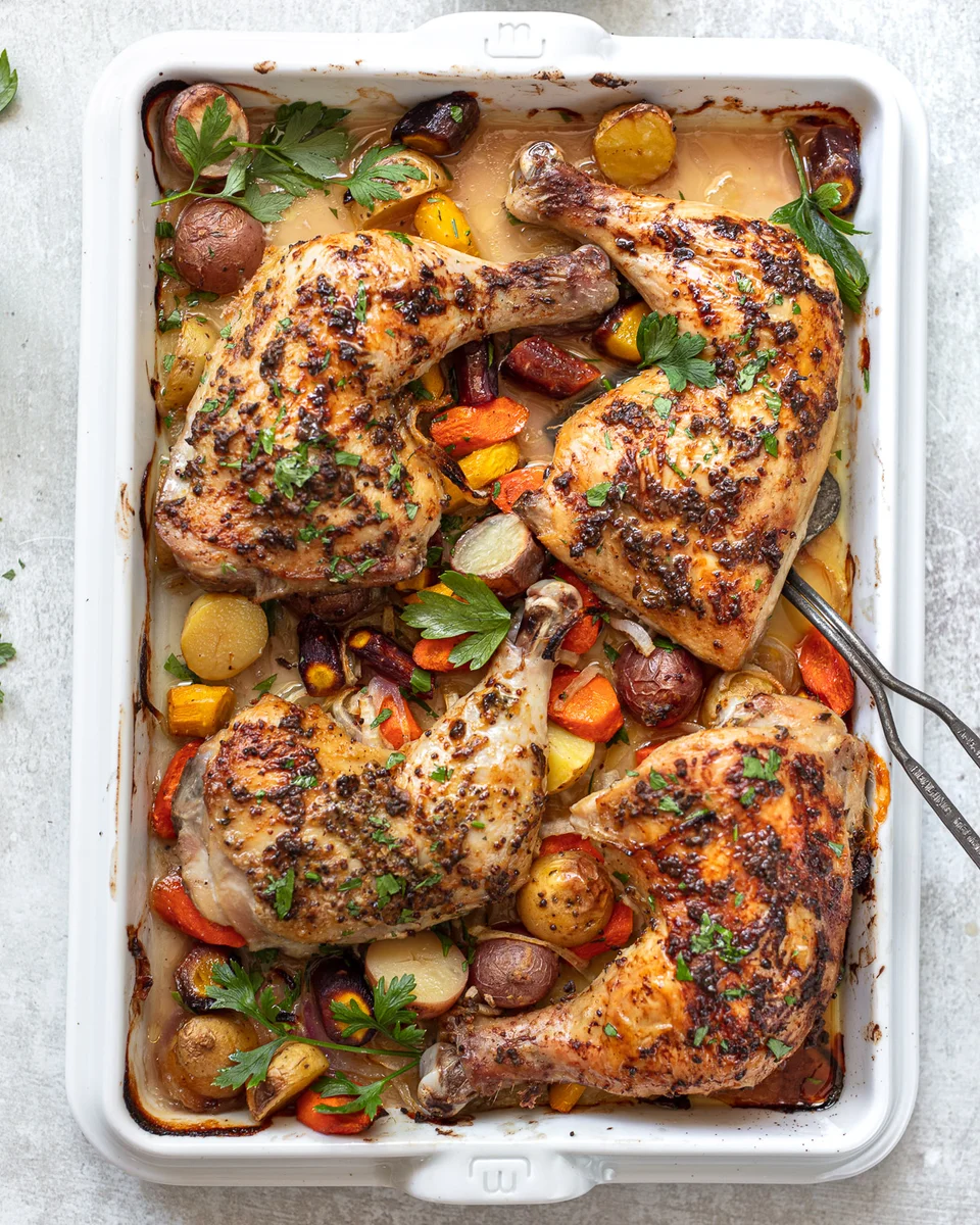 Juicy Baked Chicken Quarters with Herbed Dijon