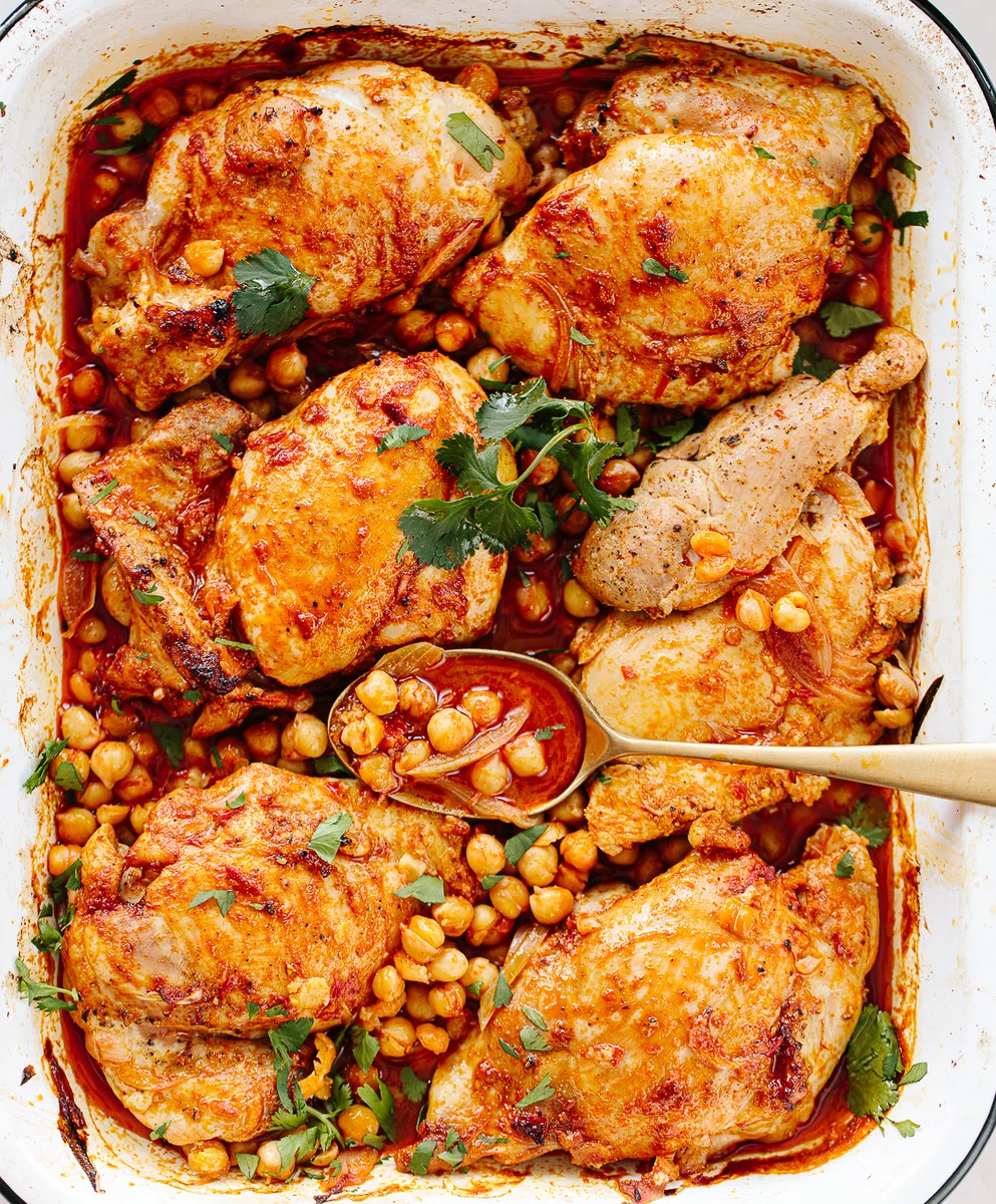 Baked Harissa Chicken with Chickpeas