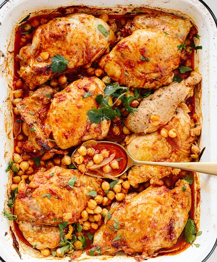 Baked Harissa Chicken with Chickpeas