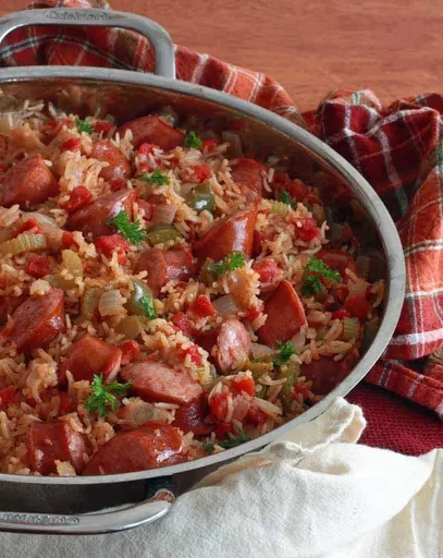 Jambalaya rápido de salchicha