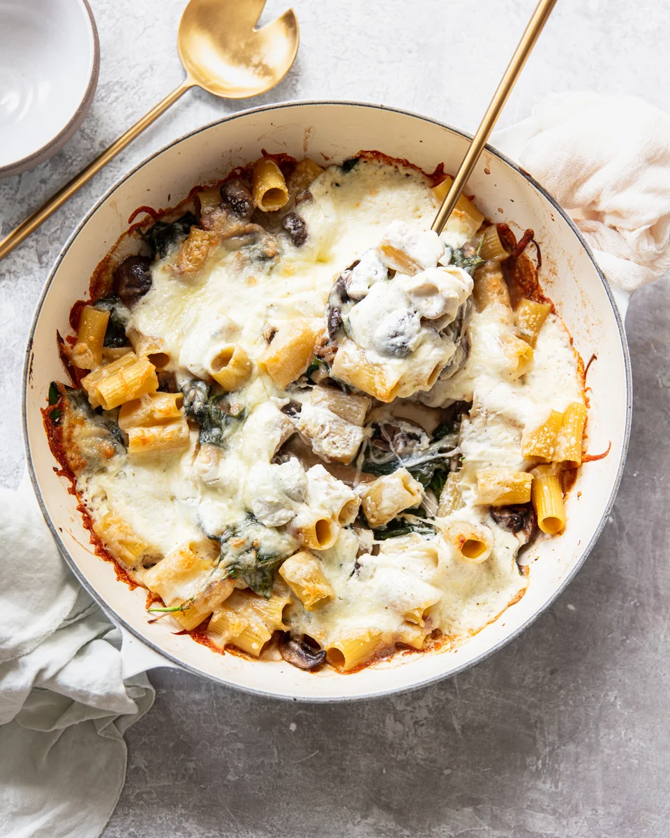 Baked Rigatoni with Ricotta and Mushrooms