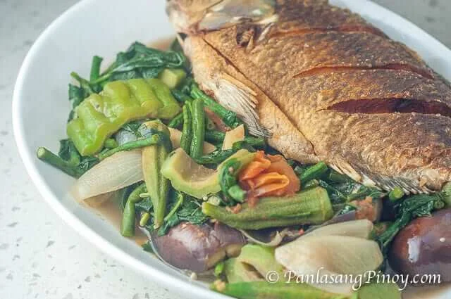 Inabraw Recipe (Boiled Vegetables with Fried Fish)