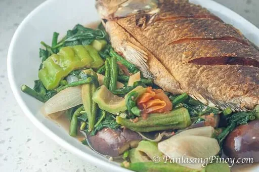 Inabraw Recipe (Boiled Vegetables with Fried Fish)