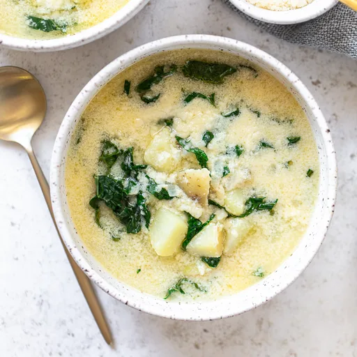 Stracciatella Soup with Potato and Kale