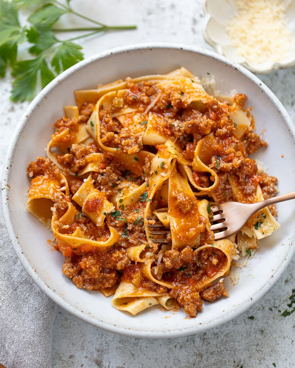 Fettuccine Bolognese in 45 Minutes