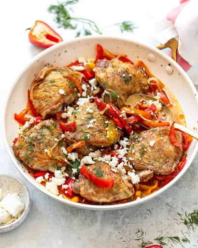 Pollo al estilo italiano con pimientos