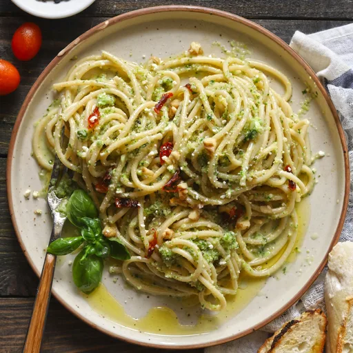 Pasta con pesto de brócoli