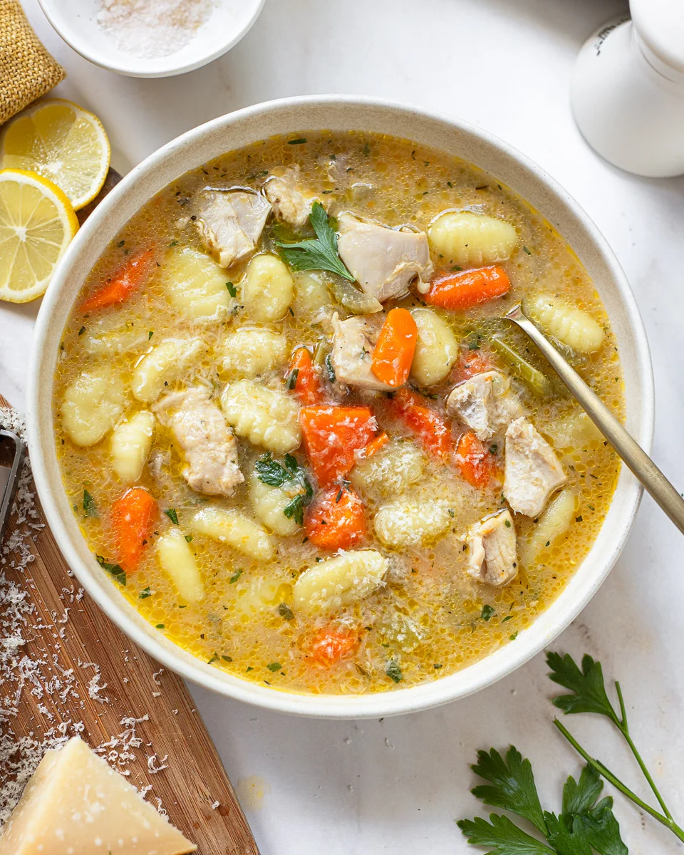 Lemon-Parmesan Chicken Gnocchi Soup