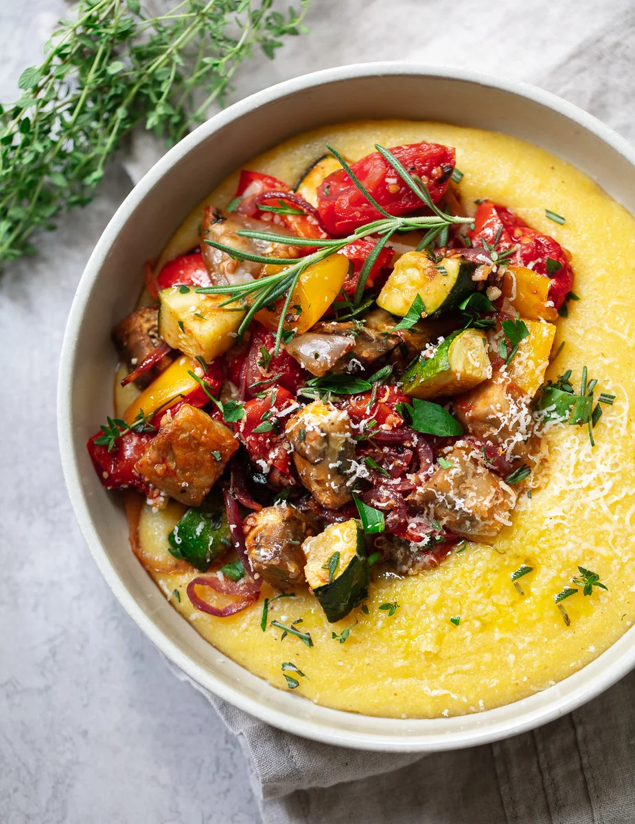 Parmesan Polenta with Roasted Vegetables