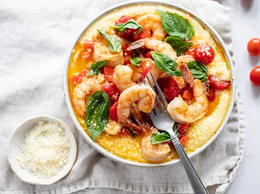 Tomato Basil Shrimp and Polenta