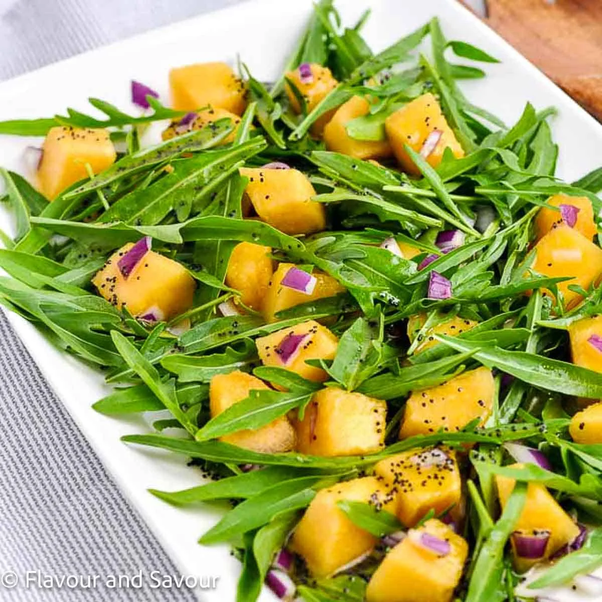 Cantaloupe Arugula Salad with Poppy Seed Dressing