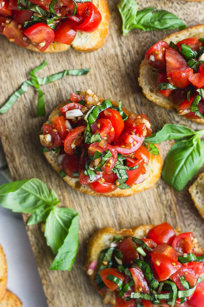 Fresh Balsamic Tomato Bruschetta on Crostini