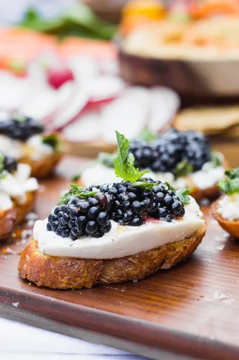 Blackberry Burrata Mint Crostini