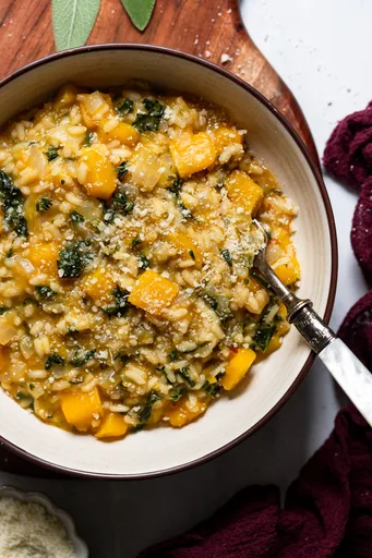 Butternut Squash and Sage Risotto with Kale