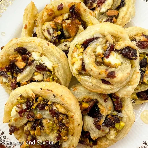 Puff Pastry Cranberry Pistachio Pinwheels with Goat Cheese