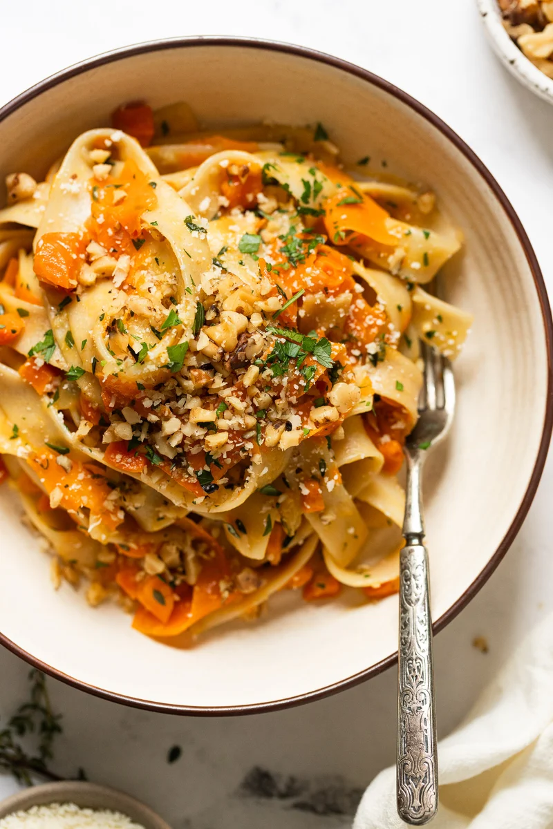 Carrot Pasta with Carrot Ribbons and Fresh Thyme