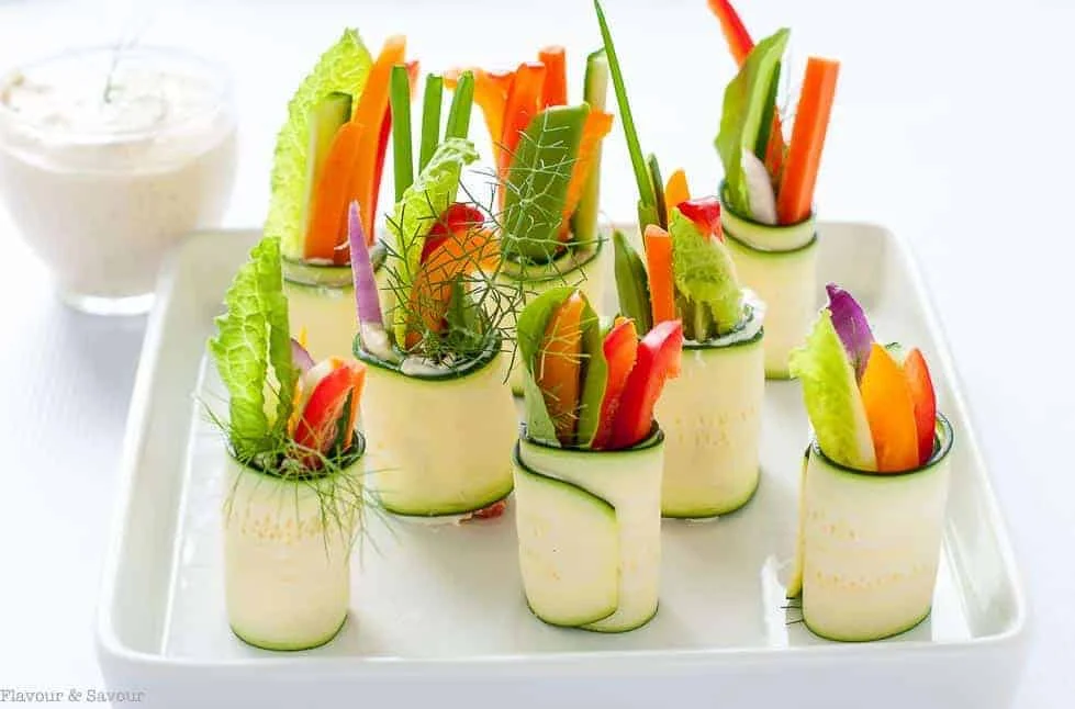 Fresh Veggie Zucchini Roll-Ups Appetizer