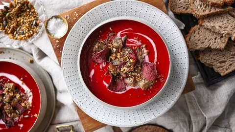 Creamy Beetroot & Sweet Potato Soup