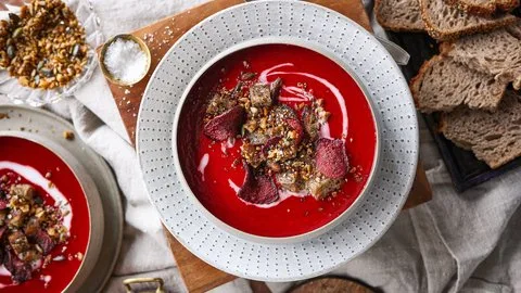 Creamy Beetroot & Sweet Potato Soup