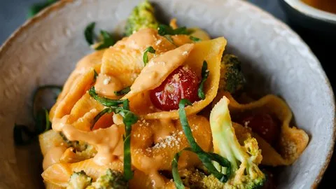 Pasta Cremosa Horneada con Hummus