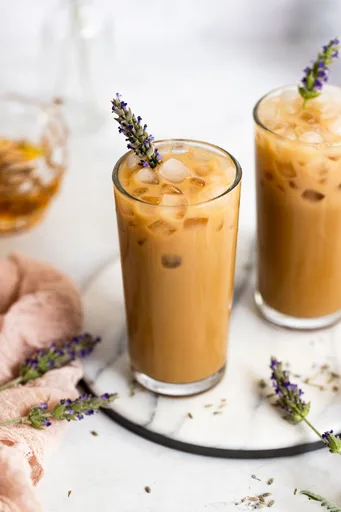 Iced Honey Lavender Latte with Oat Milk