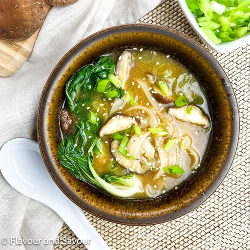 Miso Noodle Soup with Shiitake Mushrooms and Bok Choy