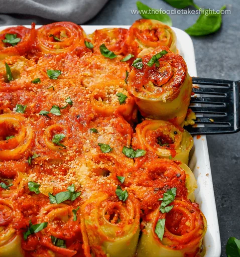 Canelones de pasta veganos con ricotta de tofu
