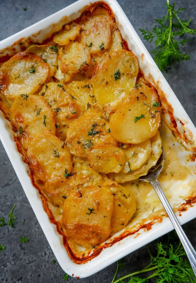Scalloped Potatoes in Creamy Lemon Dill Sauce