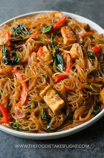 Basil and Tofu Vermicelli Noodles