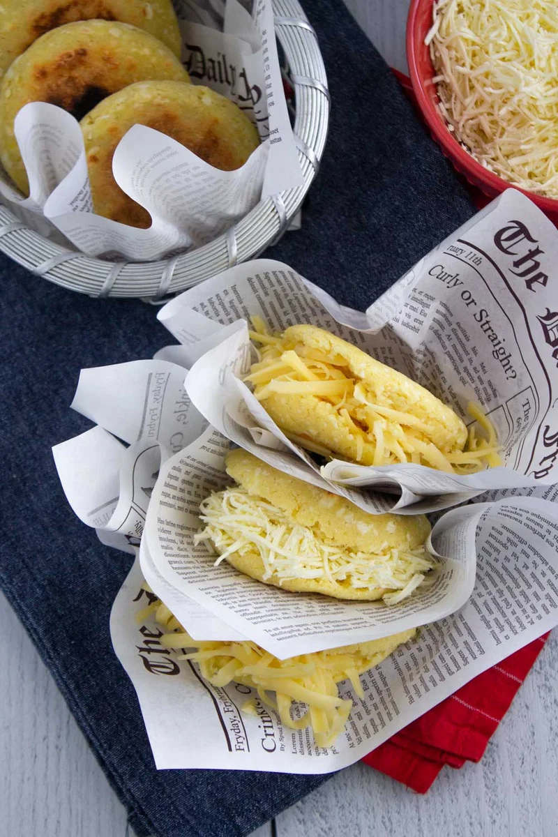 Arepas Enriched with Eggs and Cheese