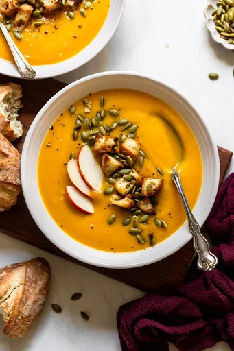 Roasted Butternut Squash Soup with Apples